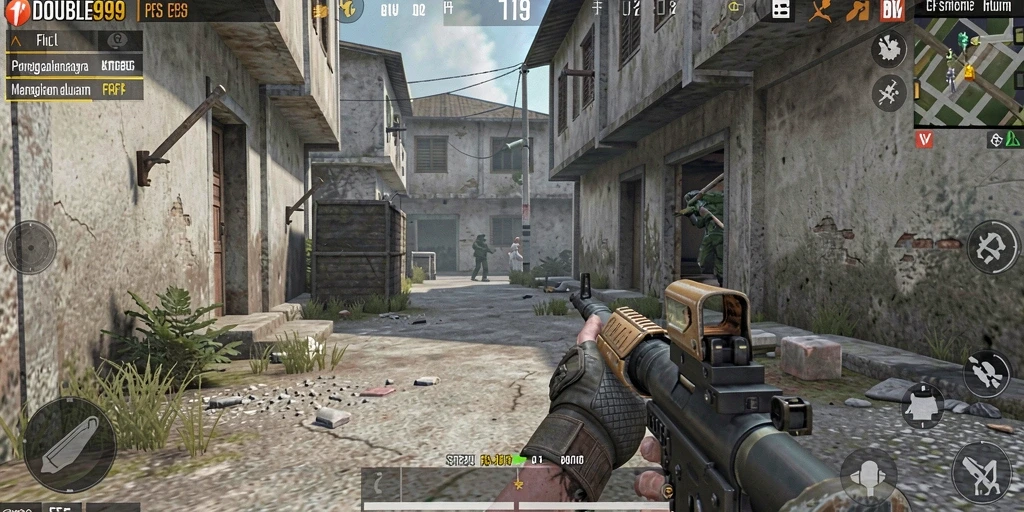 Gameplay seru dengan berbagai senjata dan peta di DOUBLE999.