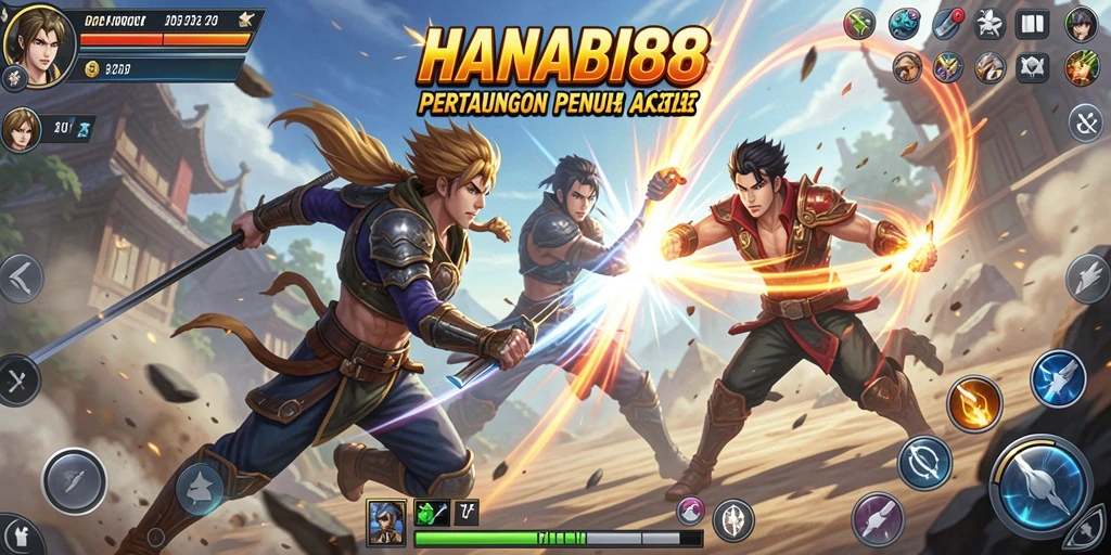 Tampilan seru pertarungan di HANABI88 dengan karakter yang beraksi.