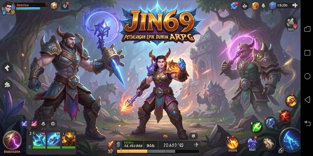 Screenshot gameplay JIN69 menampilkan pertarungan seru di dunia ARPG.