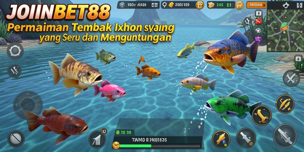 Tampilan gameplay JOINBET88 dengan aksi menembak ikan.