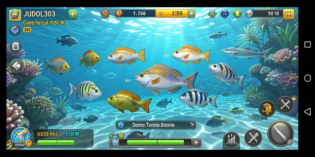 Gameplay JUDOL303 menampilkan aksi seru menangkap ikan di lautan.