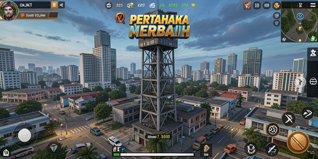 Screenshot menampilkan aksi pertahanan menara yang menegangkan di OKJKT.