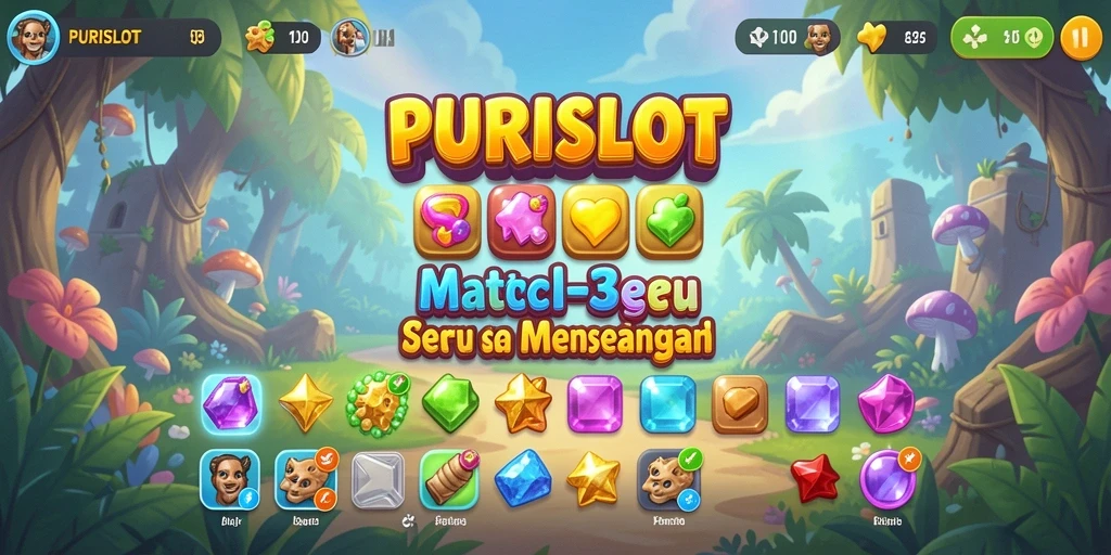Tampilan gameplay seru game Match-3 PURISLOT.