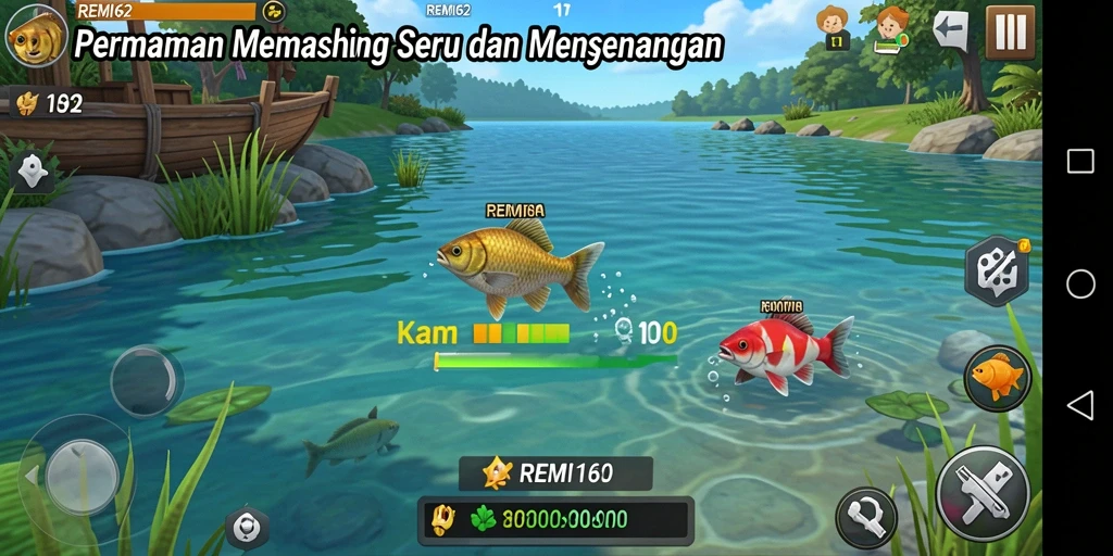 Gameplay menarik dari REMI62 dengan aktivitas memancing yang seru.