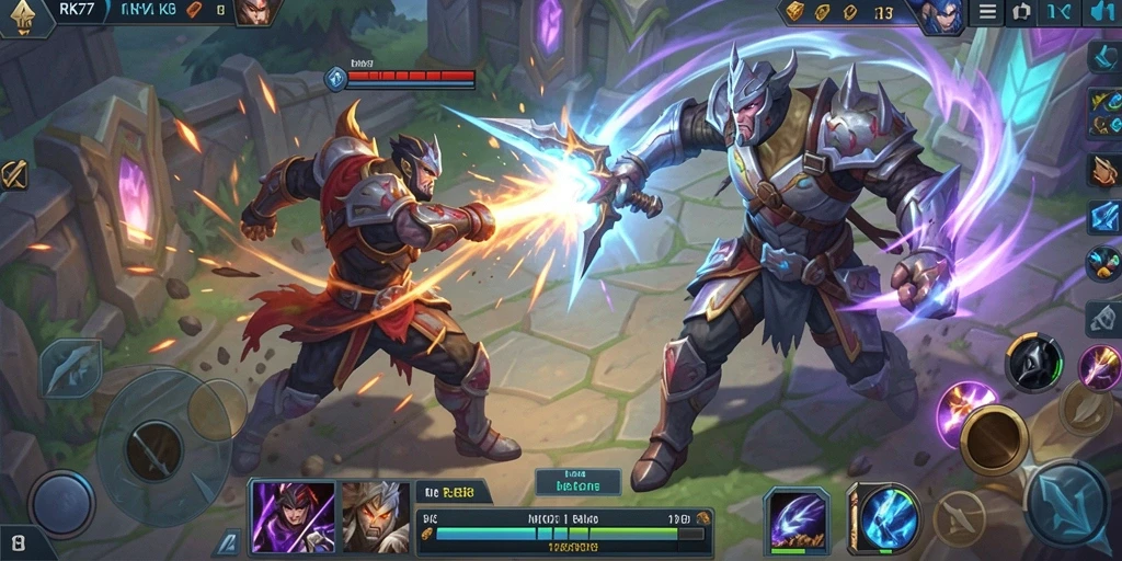 Tangkapan layar gameplay RK77, menggambarkan aksi pertempuran yang intens.