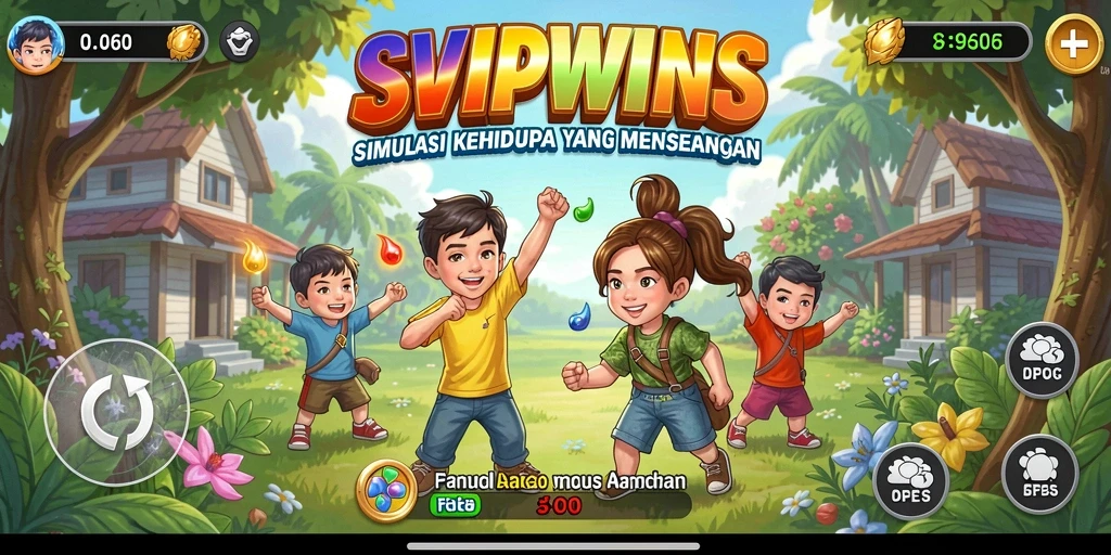 Screenshot gameplay SVIPWINS menunjukkan interaksi karakter yang dinamis.
