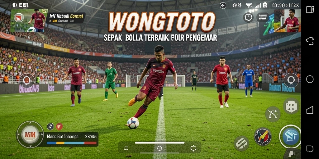 Tangkapan layar pertandingan seru dalam WONGTOTO di lapangan sepak bola.