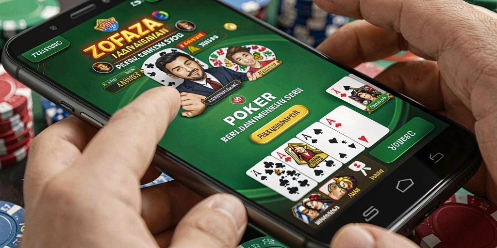 Tampilan gameplay ZOFAZA dengan suasana poker yang menarik.